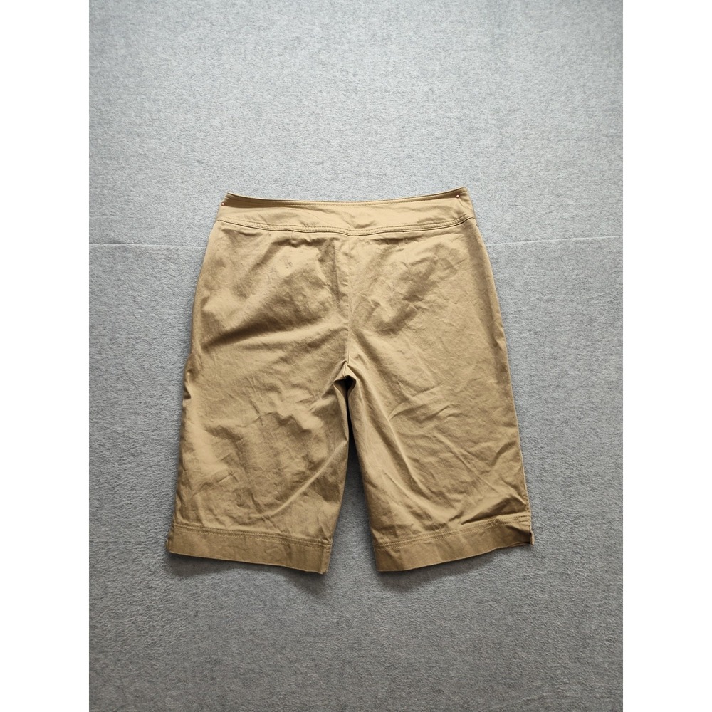 Pantalogy Women Bermuda Shorts 8 Beige Elastic Waist Zip Hook & Eyes Logo Casual - Picture 14 of 16